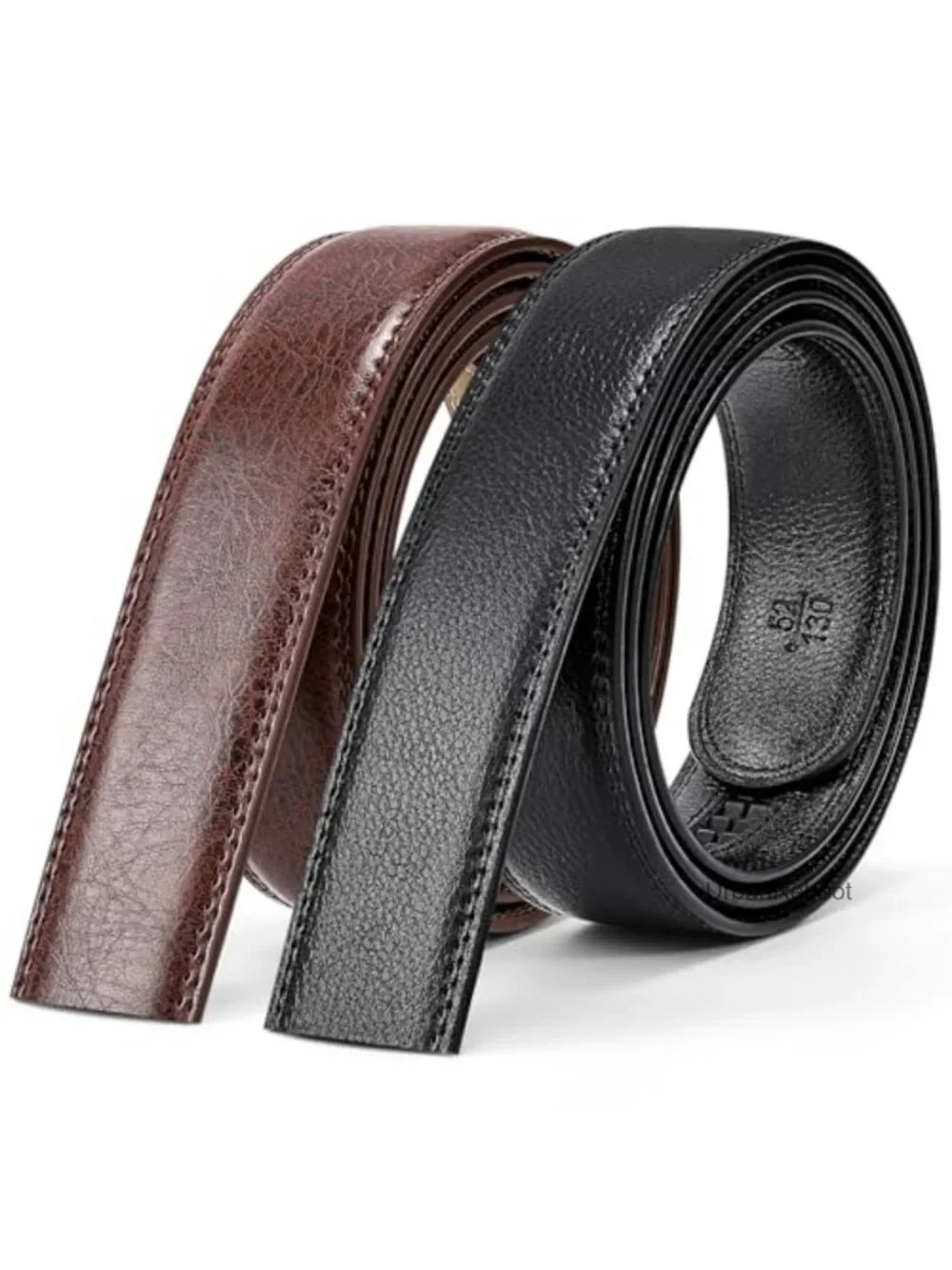 2 Pack Men's Ratchet Leather Belt Straps Without Buckle 1.38